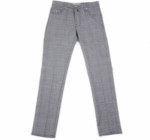 NEW LUIGI BORRELLI NAPOLI men's wool 5 pocket pants in light gray and black glen